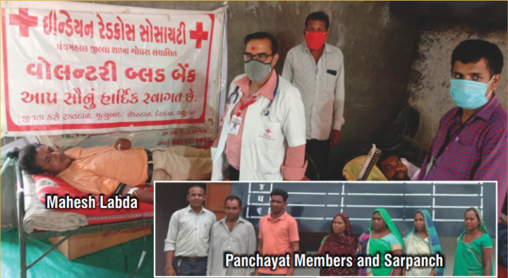 Active crusaders for blood donation: Sarpanch, Panchayat members and a young worker of Muvada village